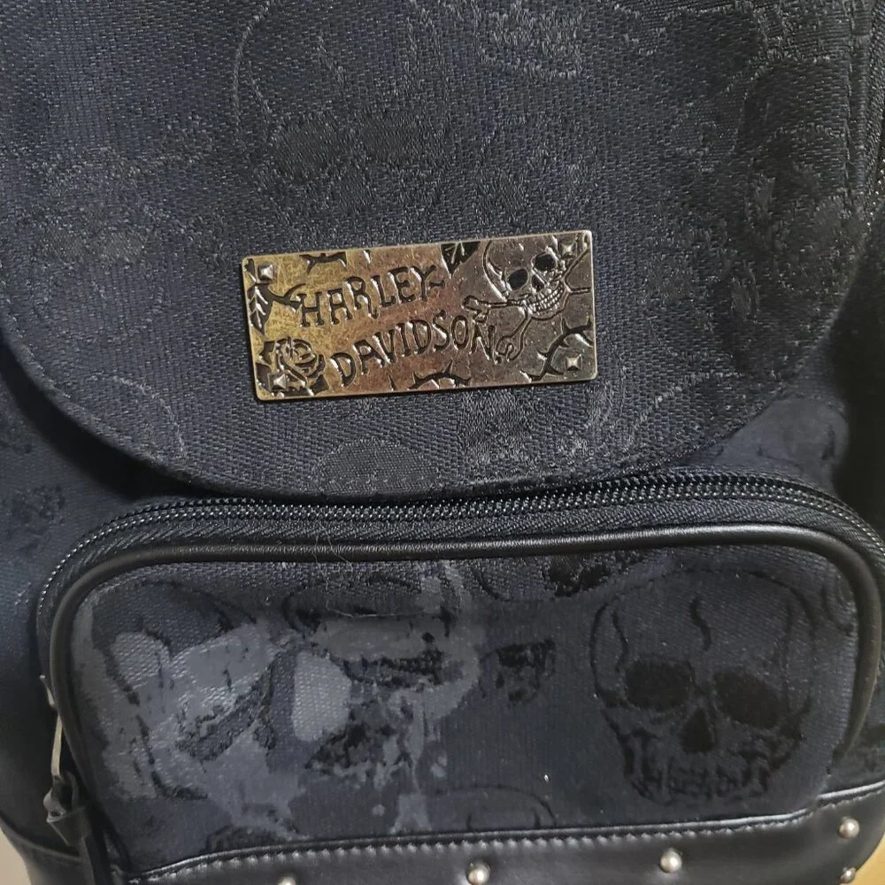 Harley Davidson Vintage Mini Backpack With Skull Prints - Picture 5 of 5